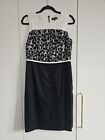 Pied a Terre black and white graphic pattern pencil dress - size 12 
