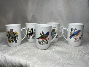 Tazza tazza porcellana Leonard Songbird Birds Polonia da collezione SET DI 5 metà secolo - Foto 1 di 8