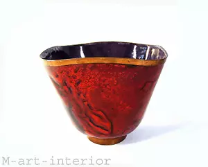 Unique Copper Enamel Bowl Vase Vessel Emaille Gio Ponti Era, Italy vintage 1950s - Picture 1 of 9