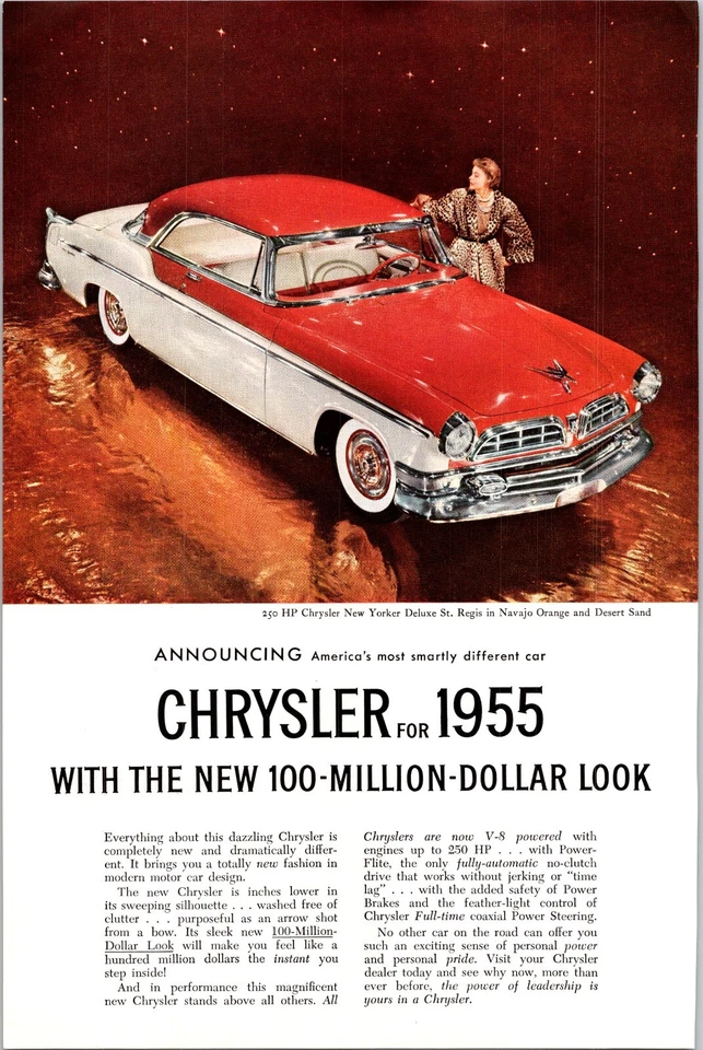 Anuncio impreso Chrysler New Yorker Deluxe St Regis Navajo 1955 naranja arena del desierto 6x10 Foto 1 de 1