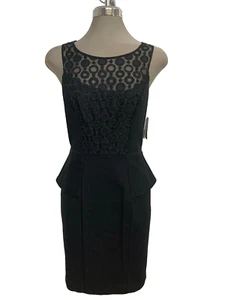 JESSICA SIMPSON Elegant Black Peplum Sheath Dress Women's Size 6 - Picture 1 of 8