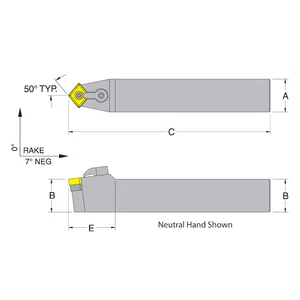 Dorian 50286 MCYNN20-6D Neutral Toolholder for CNM_643 inserts - Picture 1 of 1