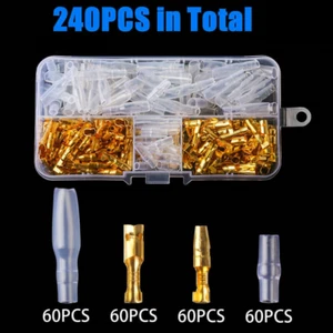 240Pcs 3.9mm Male Female Brass Bullet Kit Wire Connectors Insulation Cover - Picture 1 of 6