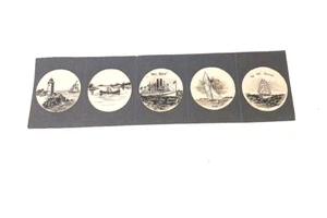 Antique Pen and Ink Nautical Ships Boats Drawings Bridgeport Norfolk Rosedale - Picture 1 of 5