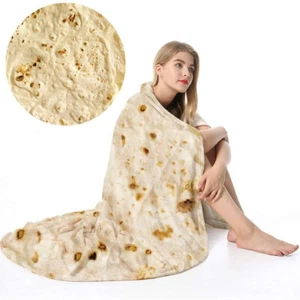 Mexican Throw Tortilla Blanket Soft Flannel Wrap Blanket Round Blanket 70" XL - Picture 1 of 12