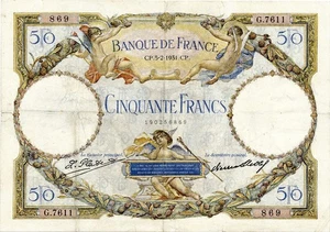 FRANCE banknote 50 Francs "Luc Olivier Merson" 5.2.1931. VF+ Choice Very Fine - Picture 1 of 7