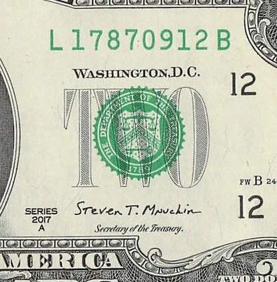 SEP 12 1787 Birthday Fancy Serial Number Date Note One Dollar Bill 09 12 1787 - Image 1 of 4