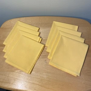 Set of 8 Bright Yellow Sunshine Cloth Fabric Cocktail Beverage Napkins 11x9.5" - Picture 1 of 7