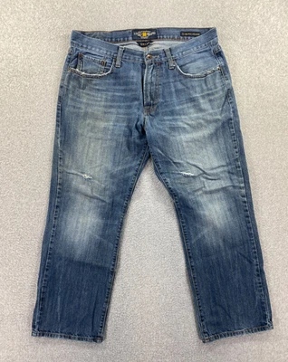 Lucky Brand Jeans Mens 34x30 Blue Denim 221 Straight Distressed Classic 5 Pocket - Image 1 of 4
