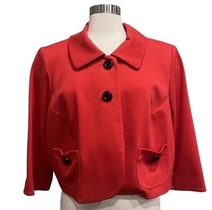 Jessica Howard Cropped Blazer Jacket Sz 18 Button Pea Coat Formal Red - Picture 1 of 11