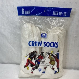 Vintage Nos 1990er 6er Pack Paar Crew Herrensocken 10-13 weiß neu 80s 90s - Bild 1 von 6