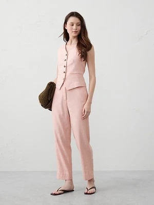 Pantalón Pull-On Banana Republic Mezcla Lino Cónico en Arena Bermudas Foto 1 de 4