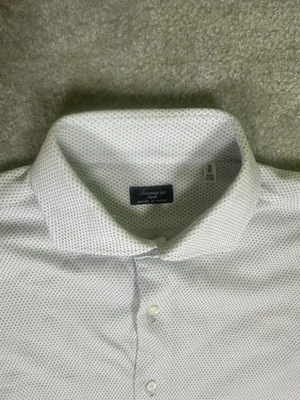 Camisa de Vestir Finamore Napoli cucita a mano Algodón Hecha en Italia Talla 18/45 Foto 1 de 4