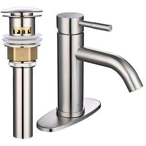 Aquaterior Bathroom Vessel Faucet Single Handle Basin Tap with Pop-up Drain - Picture 1 of 12