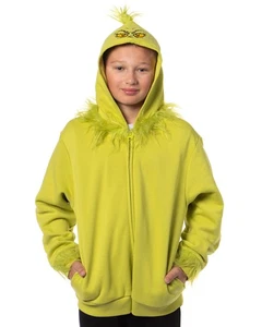 Dr Seuss Boy's How The Grinch Stole Christmas Grinch Character Zip Up Hoodie - Picture 1 of 3