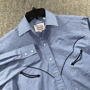 ELY Country Charmers Shirt Mens Medium Blue Western Pearl Snap Cowboy Rodeo - Picture 1 of 9