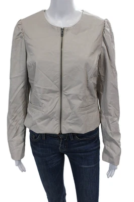 Chaqueta Drew Mujer Manga Larga Cremallera Frontal Cuello Redondo Imitación Cuero Marrón Mediana Foto 1 de 4