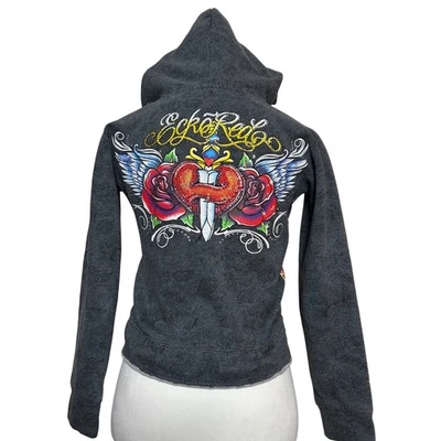 Sudadera con Capucha Y2K Mcbling Ecko Roja Para Mujer Gráfica con Cremallera RARA Estampado de Tatuaje Deslumbrante Foto 1 de 4