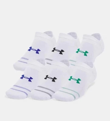 Calcetines Under Armour 6 Pr Unisex Hombre 8.5-13 Mujer 10-14 UA Essential No Show Blanco Foto 1 de 4