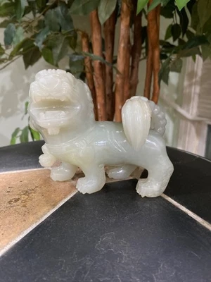 Jade nefrita china FOO DOGS finamente tallado 5 x 4 Foto 1 de 4