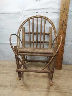 13 Inch Handmade Bent Wood Miniature Rocking Chair Doll Bear Display AS IS - Image 1 of 4