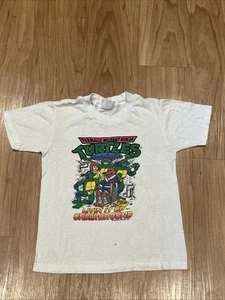 Vintage 1990 Teenage Mutant Ninja Turtles T-Shirt - Kids / Youth M Mirage - Picture 1 of 4