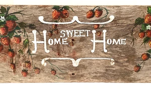 VTG Repurposed Wood Home Sweet Home Wall Sign Retro Farmhouse Strawberry c. 1984 - Picture 1 of 7