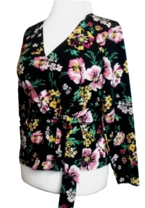 EXCELLENT RED HERRING 🌼 BLACK PINK & GREEN FLORAL TOP 🌼 SIZE 12 🌼 # 921* - Picture 1 of 4