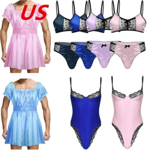 TiaoBug Mens Crossdress Sexy Sissy Lingerie Underwear Mesh Sheer Bodysuit AU - Picture 1 of 125