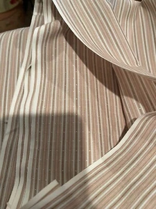 POLYESTER BLEND striped with dots, mauve tones, unwashed #6314 - Picture 1 of 3