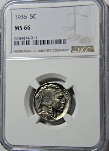 1936 BUFFALO 5c NGC MS 66 SUPERB BRILLIANT GEM Cover