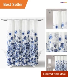 Navy Zuri Flora 72” Shower Curtain - Elegant Floral Print & Easy Installation - Picture 1 of 6