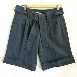London Shorts Womens 4 Gray Linen Blend Belted Cuffed Pleated - Picture 1 of 10
