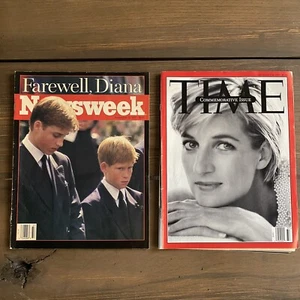 LOT of 2 Princess Diana Magazines Newsweek 9/15/97 & Time 9/15/1997 Will & Harry - Picture 1 of 12