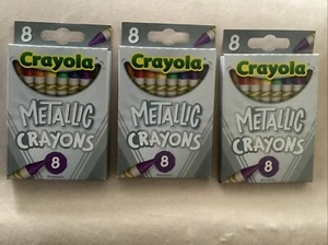 Crayola METALLIC Crayon Draw Color ~ LOT OF 3 ~ 8ct = Total 24 ~ FUN 4 KIDS GIFT - Picture 1 of 8