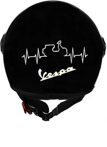 CASCO BHR 800 NERO LUCIDO METALLIZZATO STAMPA VINILE BIANCO ELETTROCARDIO VESPA - Foto 1 di 5