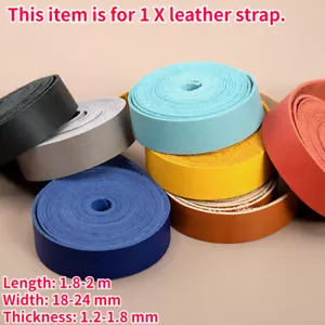 Genuine Leather Flat Strap Cowhide Ribbon Trim Materials for DIY Craft Sewing - Picture 1 of 22