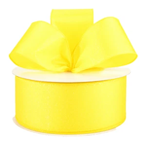 Bright Yellow 2.5" by 5 yards Irridescent Wired Ribbon Summer Beach Lemon Bee - Picture 1 of 3