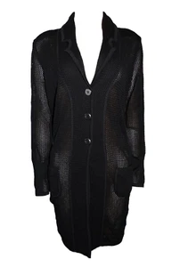 Capuccino Damen Strickjacke Lochmuster Schwarz Gr. 38 - Picture 1 of 1