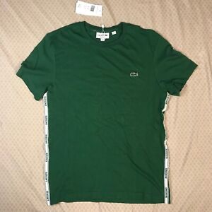 NWT Lacoste Taped T Shirt Green Mens Small S