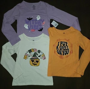 NEW LOT OF 3 GIRLS PINK VELVET HALLOWEEN LONG SLEEVE TEES SHIRTS SIZE 5/6 - Picture 1 of 4