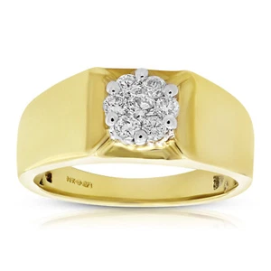1/2 ct Diamond Engagement Ring Cluster Composite for Men 14K Yellow Gold Prong - Picture 1 of 7