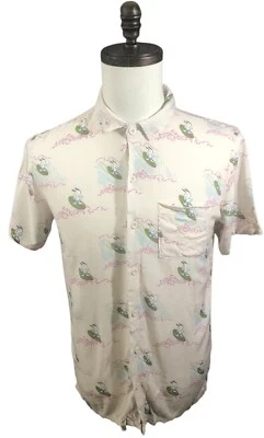Peanuts Snoopy Button Down Shirt Mens Pink Small 100% Rayon - Image 1 of 4