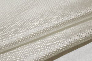 Bx106*TAILOR MADE Cover/Runner/Fabric*Cream White Maze Square Brocade Cushion