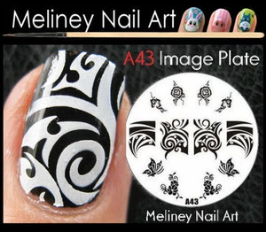 A43 Stamping Nail Art Image Plate Design Round XL Stencil metal Halloween - Bild 1 von 2