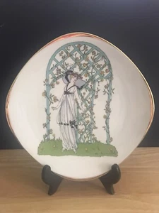 Vintage Ardalt Bavaria Germany Plate Art Deco Woman in a Rose Garden Gold Rimmed - Picture 1 of 4