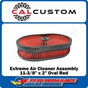 Cal Custom Extreme Air Cleaner Oval Assembly 11-3/8" x 2" Red Filter, CAL-1475RE - Picture 1 of 5