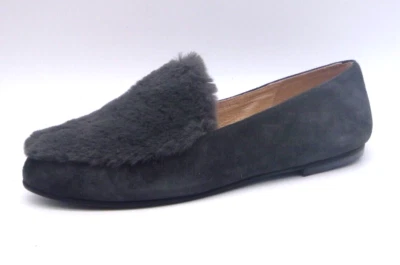法国鞋底 FS/NY "Chinchilla" 灰色麂皮绒和人造毛皮懒人鞋乐福鞋 6 M 码 — 第 1/4 张图片