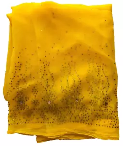Sciarpa chiffon giallo senape trasparente tessuto 1+ iarde x 2 iarde - Foto 1 di 4