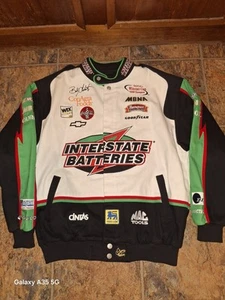 Vintage Nascar Racing Bomber Jacket Large Snap Button Bobby Labonte Chase - Picture 1 of 9